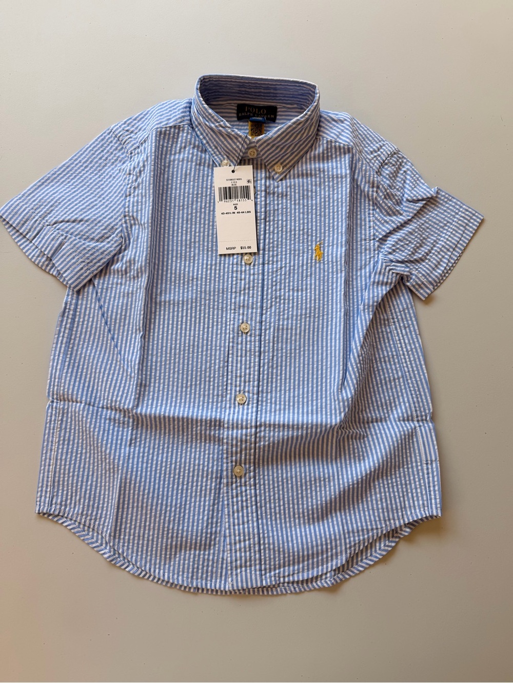 Polo by Ralph Lauren Light Blue & White Striped Short-Sleeve Button-Down